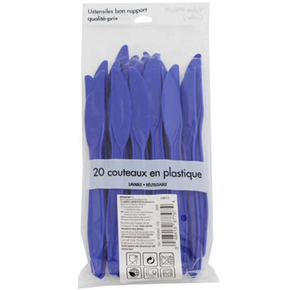 PLASTIC KNIVES 20CT BLUE