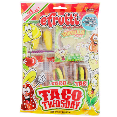 EFRUTTI TACO TWOSDAY GUMMI CANDY 2.7-OZ PEG BAG COUNTER DISPLAY