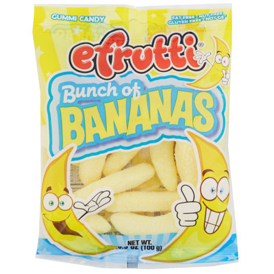 EFRUTTI BUNCH OF BANANAS GUMMI CANDY 3.5-OZ PEG BAG COUNTER DISPLAY