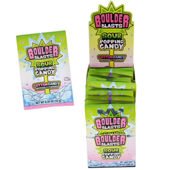 BOULDER BLASTS SOUR POPPING CANDY COTTON CANDY 24CT .53 OZ COUNTER DISPLAY BOULDER BLASTS SOUR POPPING CANDY COTTON CANDY 24CT .53 OZ COUNTER DISPLAY