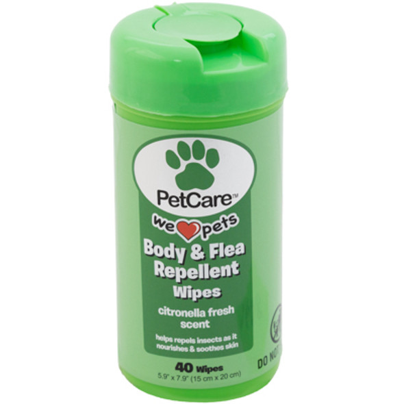 PET WIPES 40CT BODY & FLEA REPELLANT CITRONELLA SCENT PET CARE