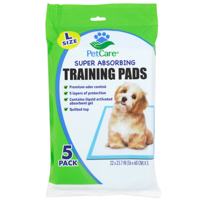 PET TRAINING PADS PET CARE 5-CT LARGE 22 X 23.7
