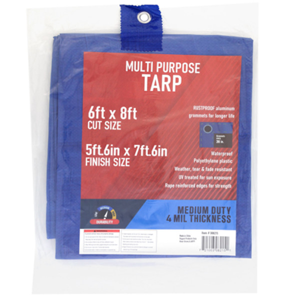 TARP 5.6X7.6 BLUE 4MIL WEATHER RESISTANT IN PDQ