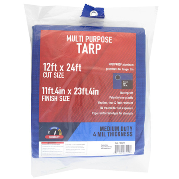TARP 11.4X23.4 BLUE 4MIL WEATHER RESISTANT IN PDQ TARP 11.4X23.4 BLUE 4MIL WEATHER RESISTANT IN PDQ