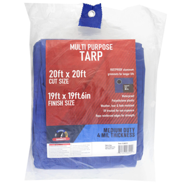 TARP 19X19.6 BLUE 4MIL WEATHER RESISTANT IN PDQ