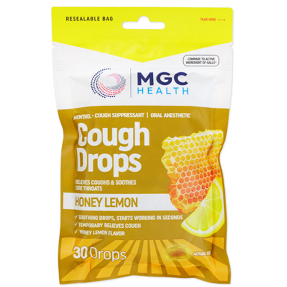 COUGH DROPS 30CT HONEY LEMON MGC HEALTH