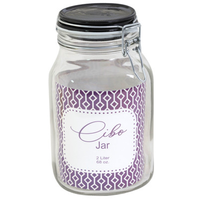 CANISTER 2 LITER BLACK LID HERMETIC SEAL HINGED GLASS