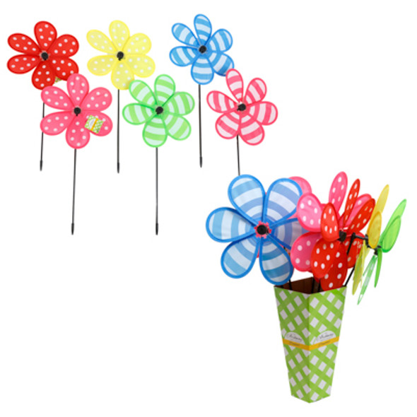 PINWHEELS 10X21IN H 6AST DOT OR STRIPE/KNOCK DOWN DISPLAY/STAKES