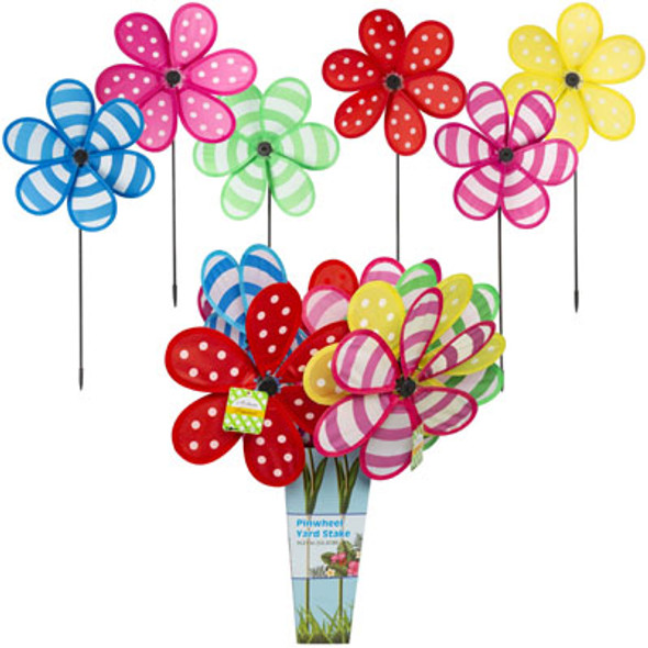 PINWHEELS 10X21IN H 6AST DOT OR STRIPE/KNOCK DOWN DISPLAY/STAKES