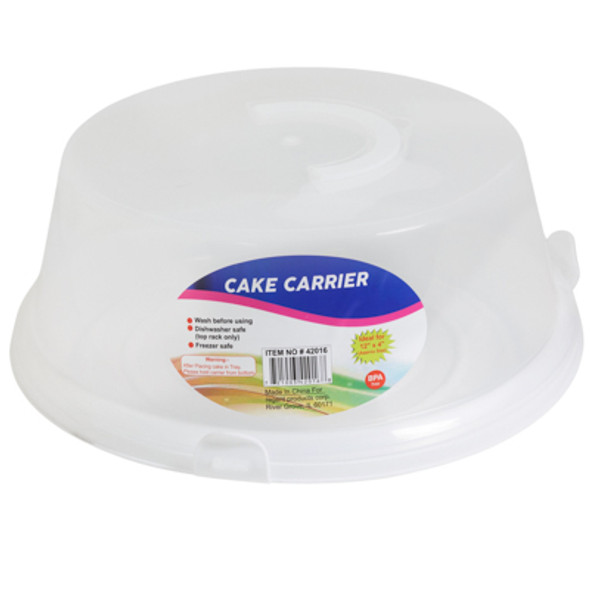 CAKE CARRIER WITH LOCK AND HANDLES WHITE 12D X 4.75H