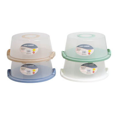 CAKE CARRIER WITH LOCK LID & HANDLES WHITE 13.75D X 5.75H