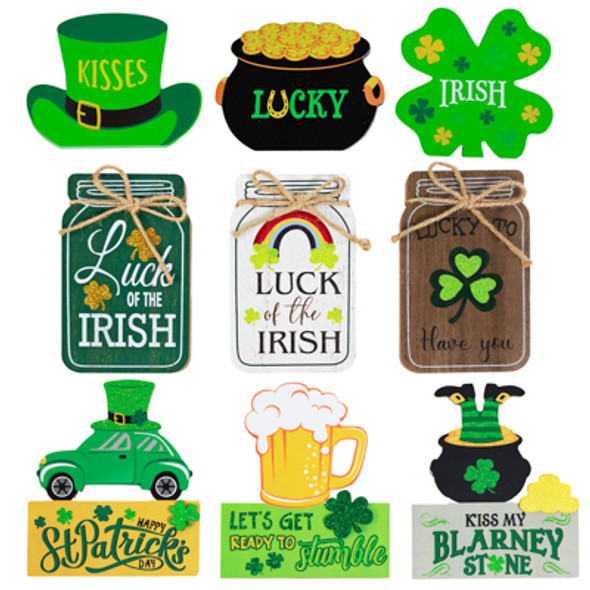 TABLE DECOR ST PATRICK  9AST MDF UPC/COMPLY LBL