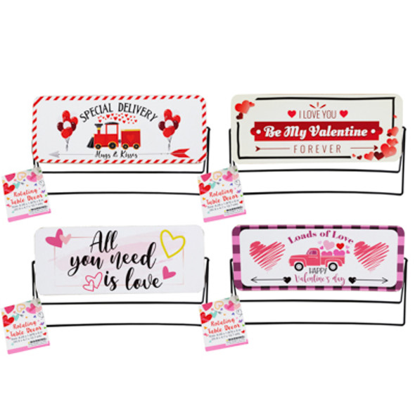 TABLE DECOR VALENTINE ROTATING DOUBLE-SIDED 2AST MDF 8.25X5IN COMPLY LABEL/HT