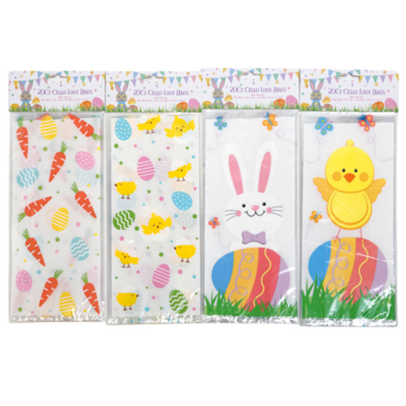 LOOT BAG CELLO 20CT 4ASST EASTER PRINTS 11X5X3IN/EA 24PC MDSG STRIP IN SEALED POLYBAG EASTER PBH LOOT BAG CELLO 20CT 4ASST EASTER PRINTS 11X5X3IN/EA 24PC MDSG STRIP IN SEALED POLYBAG EASTER PBH