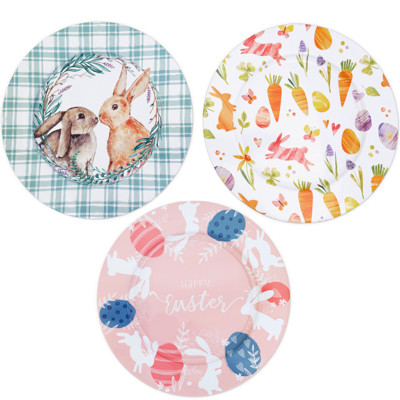 EASTER TIN PLATE SERVING TRAY 13IN 3AST UPC LABEL