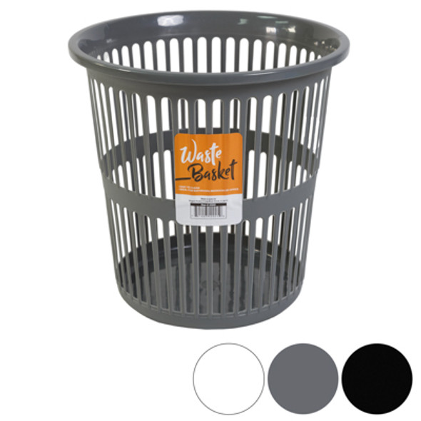 WASTE BASKET 1 X 11 X 11 - 3 ASSORTED COLORS WHITE BLACK GRAY WASTE BASKET 1 X 11 X 11 - 3 ASSORTED COLORS WHITE BLACK GRAY