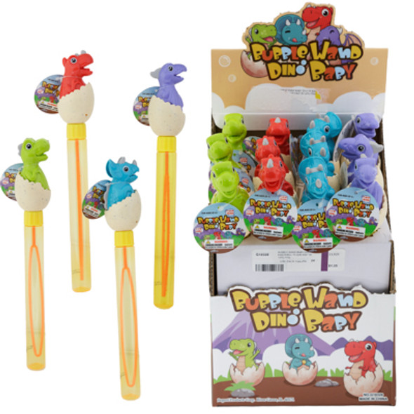 BUBBLE WAND BABY DINO IN EGG SHELL 11.22IN 4AST IN 12PC PDQ BUBBLE WAND BABY DINO IN EGG SHELL 11.22IN 4AST IN 12PC PDQ