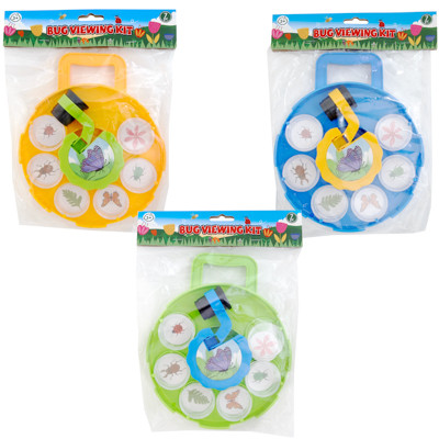 BUG VIEWING KIT 7PC W/6 "PETRIE" DISHES FOLD DOWN SCOPE & CARRY TRAY 3AST COLORS PBH