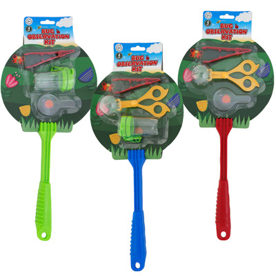 BUG CATCH-N-VIEW KIT 4PC W/15.75INL NET, TWEEZER, CLIP ON VIEW JAR, & TRANSFER BALL GADGET 3AST SLVCARD