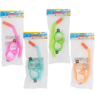 SNORKEL 13IN & SWIM MASK SET CHILD 4AST COLORS PBH AGES 6+