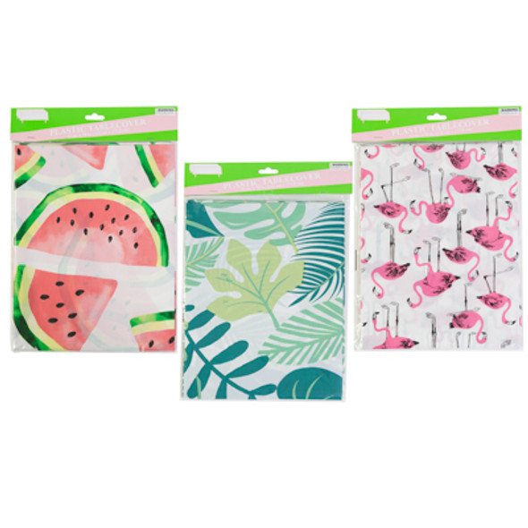 TABLECOVER PEVA PLASTIC 52 X 70IN 3AST SUMMER PRINTS PBH