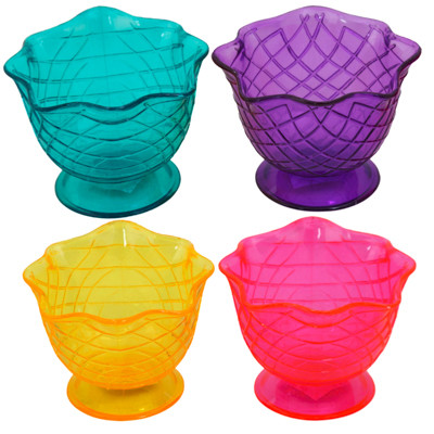 ICE CREAM WAFFLE CONE BOWL 6.76OZ 4.5 X 3.5IN 4AST TRANSLUENT SUMMER BRITES UPC LABEL