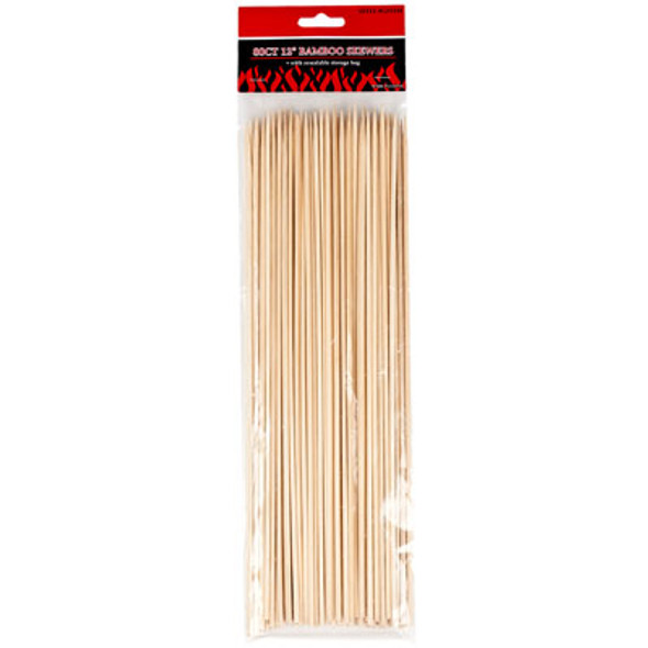 SKEWERS - BAMBOO 80CT 12IN ZIP-STORAGE 3MM BBQ POLYBAG/HEADER SKEWERS - BAMBOO 80CT 12IN ZIP-STORAGE 3MM BBQ POLYBAG/HEADER