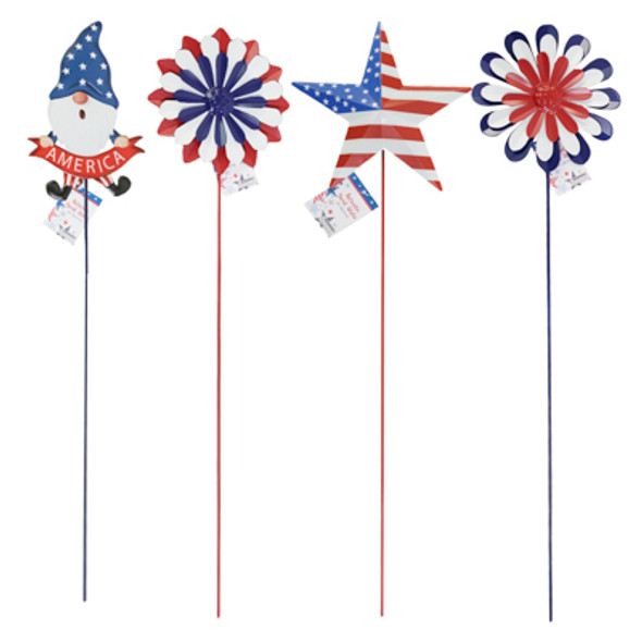PATRIOTIC YARD STAKE METAL 4AST GNOME/STAR/ 2 FLOWER 24IN HT PATRIOTIC YARD STAKE METAL 4AST GNOME/STAR/ 2 FLOWER 24IN HT