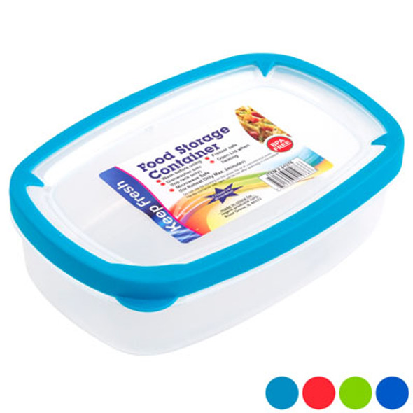 FOOD STORAGE CONTAINER RECT RUBBER RIM ON LID 900 ML 8.2 X 5.3 X 2.6