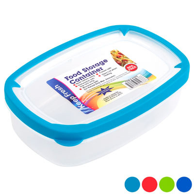 FOOD STORAGE CONTAINER RECT RUBBER RIM ON LID 900 ML 8.2 X 5.3 X 2.6