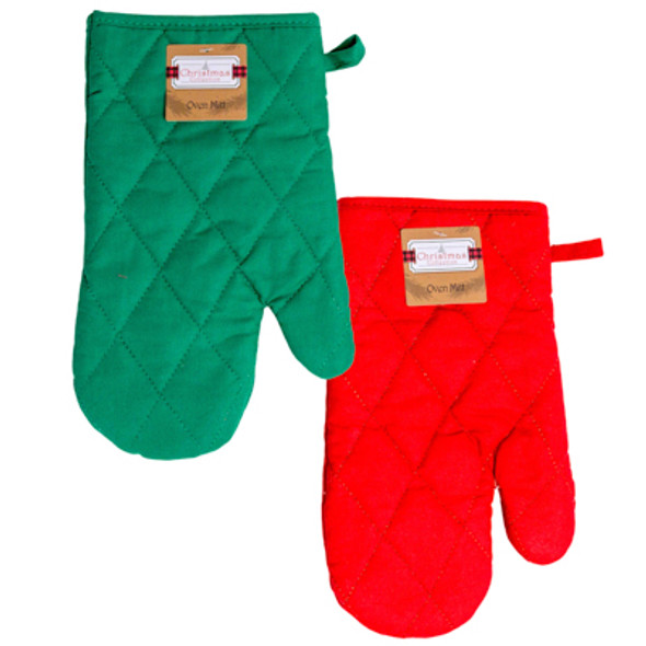 OVEN MITT CHRISTMAS RED AND GREEN PEGGABLE