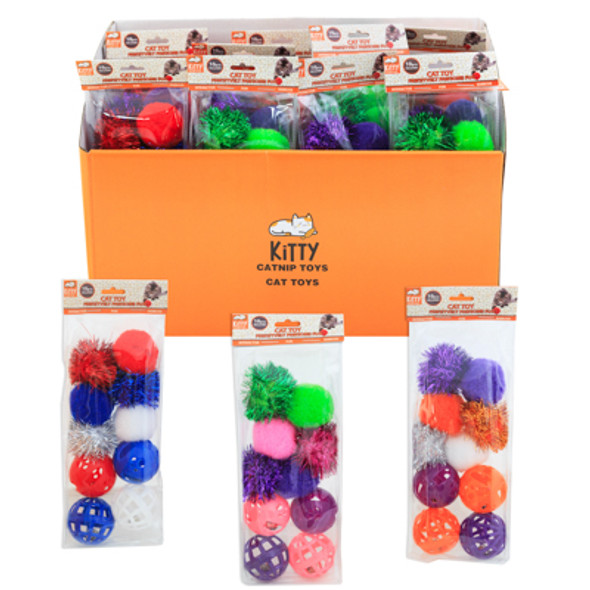 CAT TOY 10PK ASSORTED COLORS IN 24PC COUNTER DISPLAY