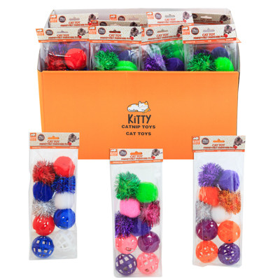 CAT TOY 10PK ASSORTED COLORS IN 24PC COUNTER DISPLAY