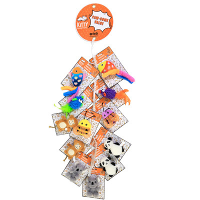 CAT TOY PLUSH ANIMAL ASSORTMENT IN MESH MDSE STRIP