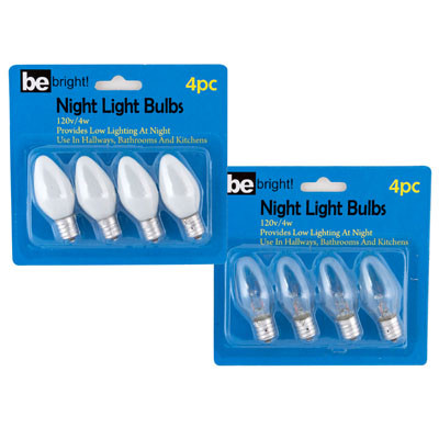 NIGHT LIGHT REPLACEMENT BULB 4PK 120V-4W 2ASST 32 CLEAR/16 WHITE PER CASE BLC *NO SALE CALIF*