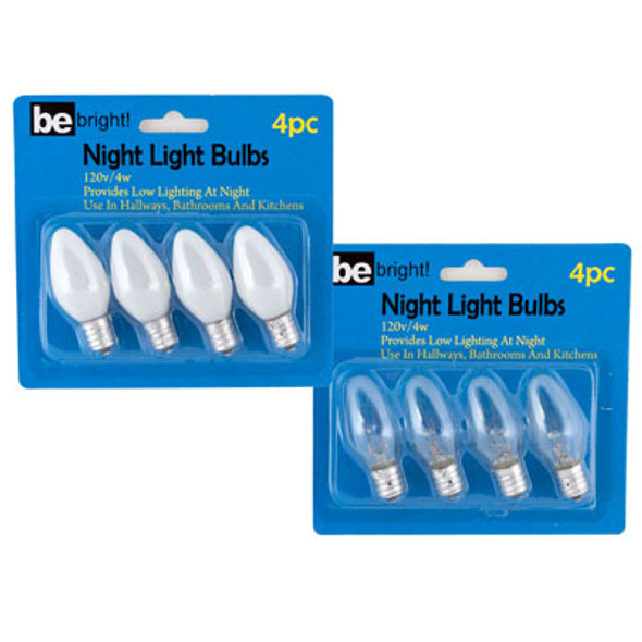 NIGHT LIGHT REPLACEMENT BULB 4PK 120V-4W 2ASST 32 CLEAR/16 WHITE PER CASE BLC