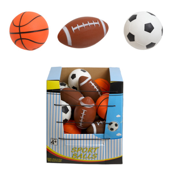 SPORTS BALLS TRADITIONAL 3 ASST SOCCER/BASKET/FOOTBALL PVC 4.75IN 24PC PDQ SPORTS BALLS TRADITIONAL 3 ASST SOCCER/BASKET/FOOTBALL PVC 4.75IN 24PC PDQ