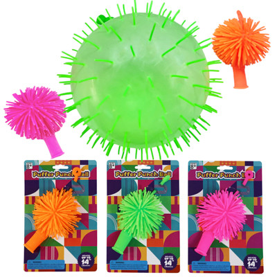 PUFFER PUNCH BALL TPR INFLATES UP TO 14IN 3AST COLORS EA ON TCD