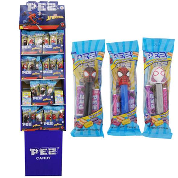 PEZ SPIDERMAN SHIPPER 108PC 84 DISPENSERS 24 6PK ROLLS