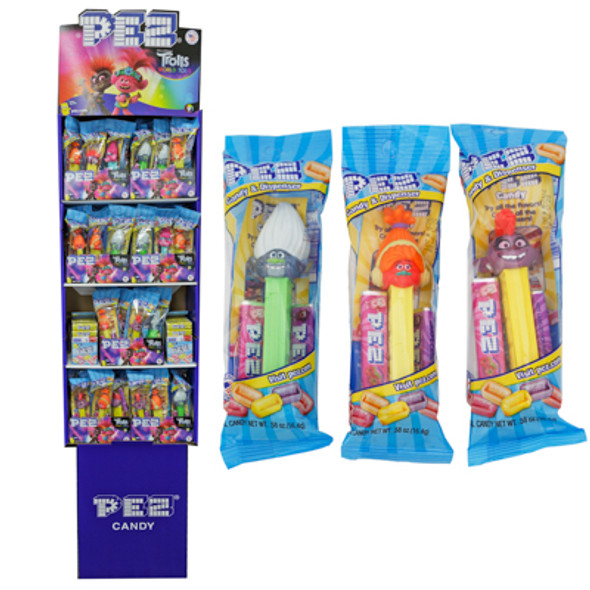 PEZ TROLLS SHIPPER 108PC 84 DISPENSERS 24 6PK ROLLS PEZ TROLLS SHIPPER 108PC 84 DISPENSERS 24 6PK ROLLS