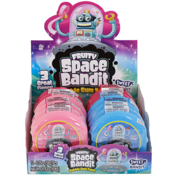 FRUITY SPACE BANDIT BUBBLE GUM TAPE 12-PC 3 ASSORTED 2.05-OZ COUNTER DISPLAY
