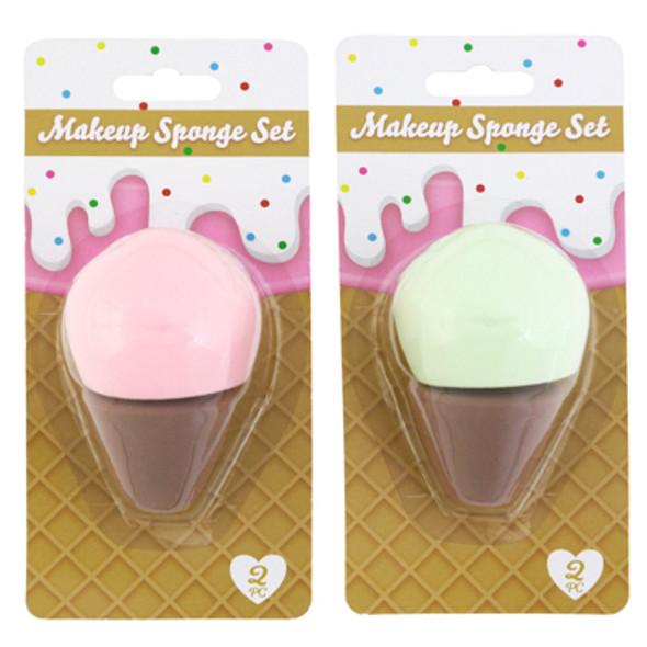 MAKEUP BLENDER SPONGE 2PC NOVELTY ICE CREAM CONE SHAPE 2ASST BLC