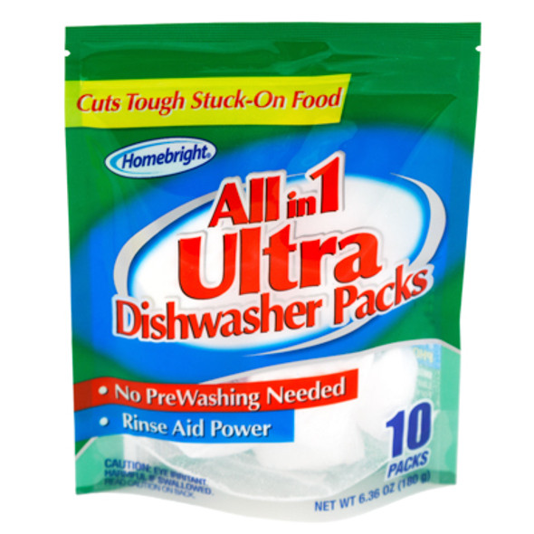 DISHWASHER 10CT PACKS ALL IN 1 ULTRA HOMEBRIGHT DISHWASHER 10CT PACKS ALL IN 1 ULTRA HOMEBRIGHT