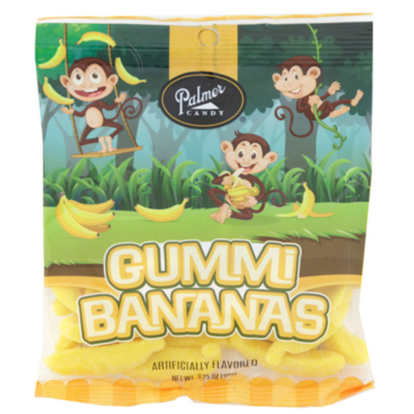 PALMER CANDY GUMMI BANANAS 3.25 OZ PEG BAG PALMER CANDY GUMMI BANANAS 3.25 OZ PEG BAG