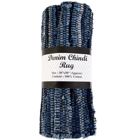 DENIM CHINDI RUG 30IN X 50IN