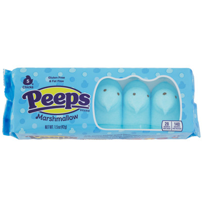 EASTER CANDY PEEPS BLUE MARSHMALLOW CHICKS 5CT 1.5 OZ