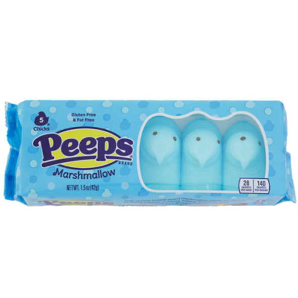 EASTER CANDY PEEPS BLUE MARSHMALLOW CHICKS 5CT 1.5 OZ