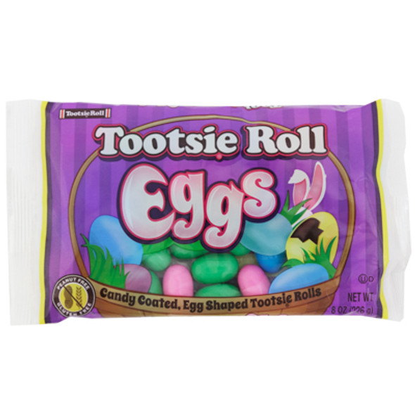 EASTER CANDY TOOTSIE ROLL EGGS CANDY COATED 8 OZ LAYDOWN BAG