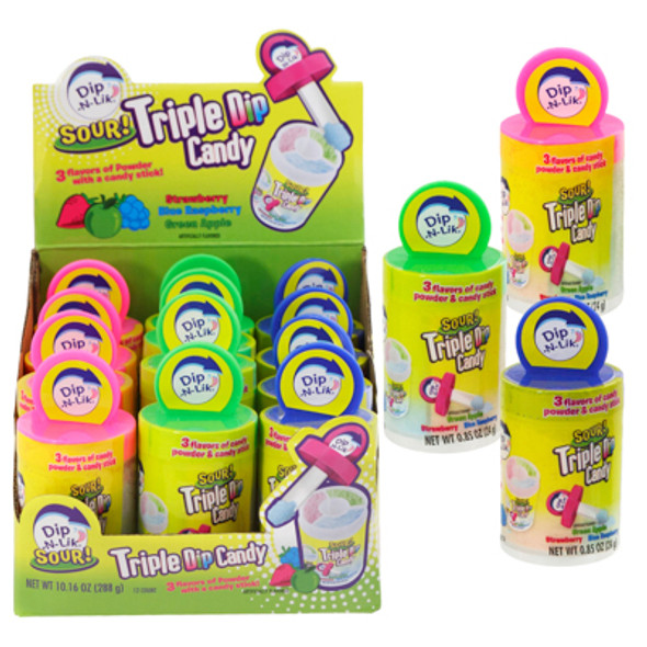 SOUR TRIPLE DIP-N-LIK 12-CT .85-OZ COUNTER DISPLAY