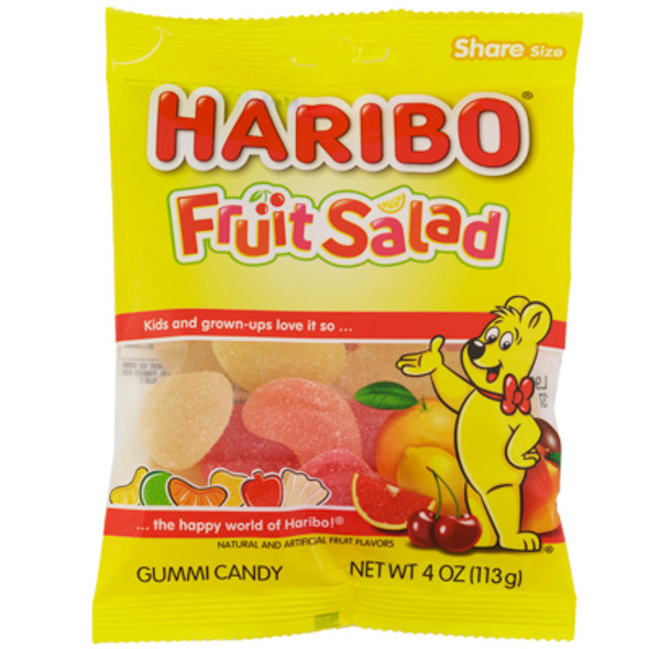 HARIBO FRUIT SALAD GUMMI CANDY 4 OZ PEG BAG HARIBO FRUIT SALAD GUMMI CANDY 4 OZ PEG BAG